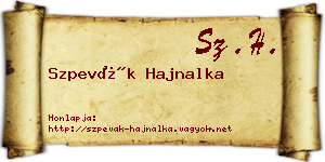 Szpevák Hajnalka névjegykártya